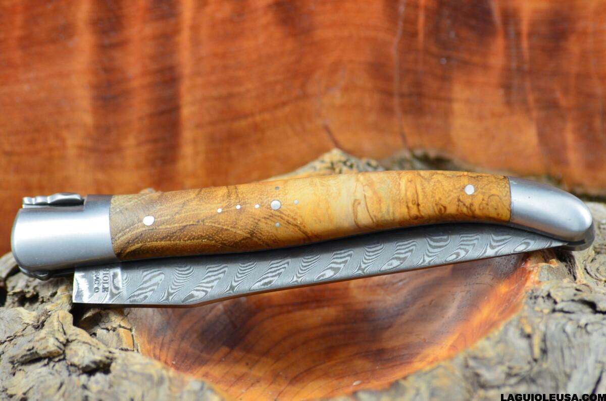 Laguiole Knife Double Plate Chiseled Juniper wood handle