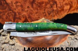 Green Poplar Burl Handle, Single-Plate, Laguiole en Aubrac Folding Knife