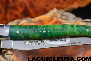 Green Poplar Burl Handle, Single-Plate, Laguiole en Aubrac Folding Knife - Image 5