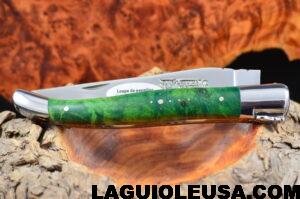 Green Poplar Burl Handle, Single-Plate, Laguiole en Aubrac Folding Knife - Image 3