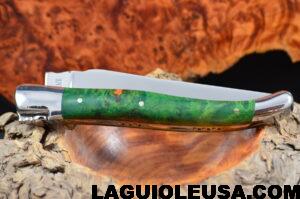 Green Poplar Burl Handle, Single-Plate, Laguiole en Aubrac Folding Knife - Image 4