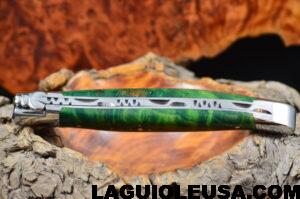 Green Poplar Burl Handle, Single-Plate, Laguiole en Aubrac Folding Knife - Image 2