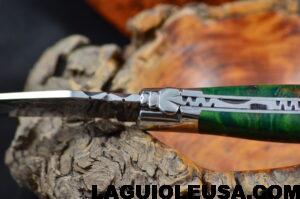 Green Poplar Burl Handle, Single-Plate, Laguiole en Aubrac Folding Knife - Image 7