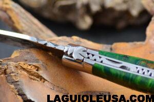 Green Poplar Burl Handle, Single-Plate, Laguiole en Aubrac Folding Knife - Image 8