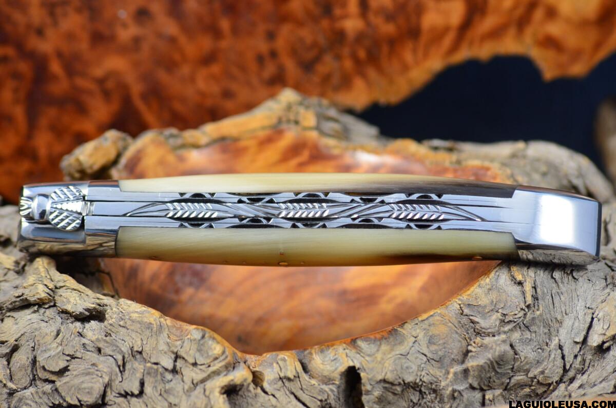 African Zebu Horn Handle, Double-plate, Laguiole en Aubrac Folding knife