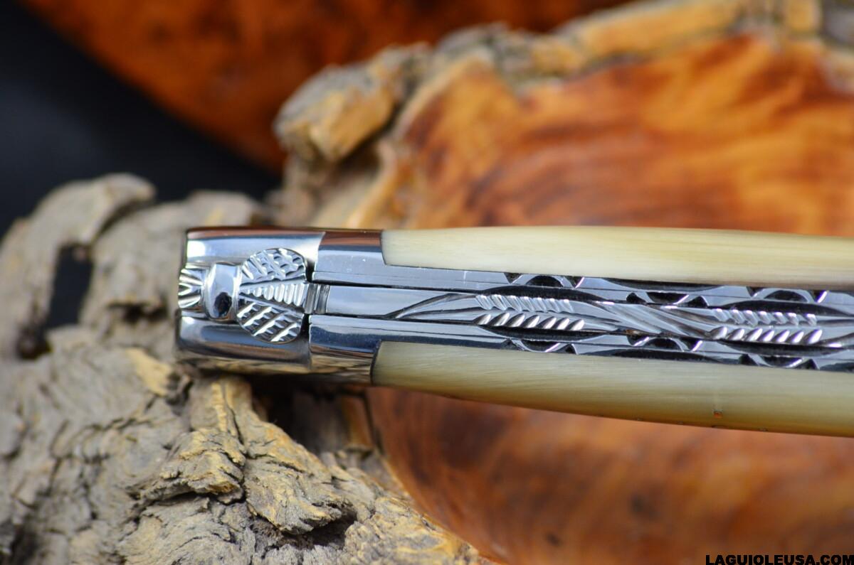 African Zebu Horn Handle, Double-plate, Laguiole en Aubrac Folding knife - Image 9