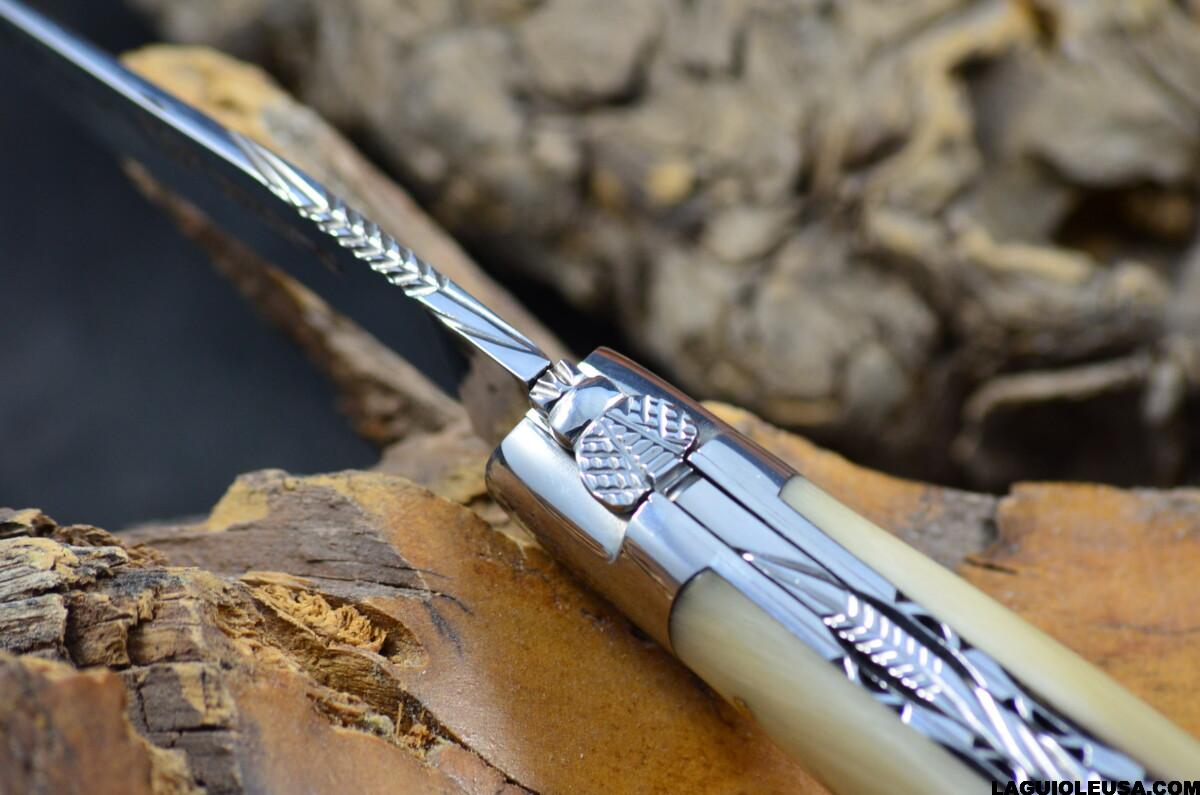 African Zebu Horn Handle, Double-plate, Laguiole en Aubrac Folding knife - Image 8