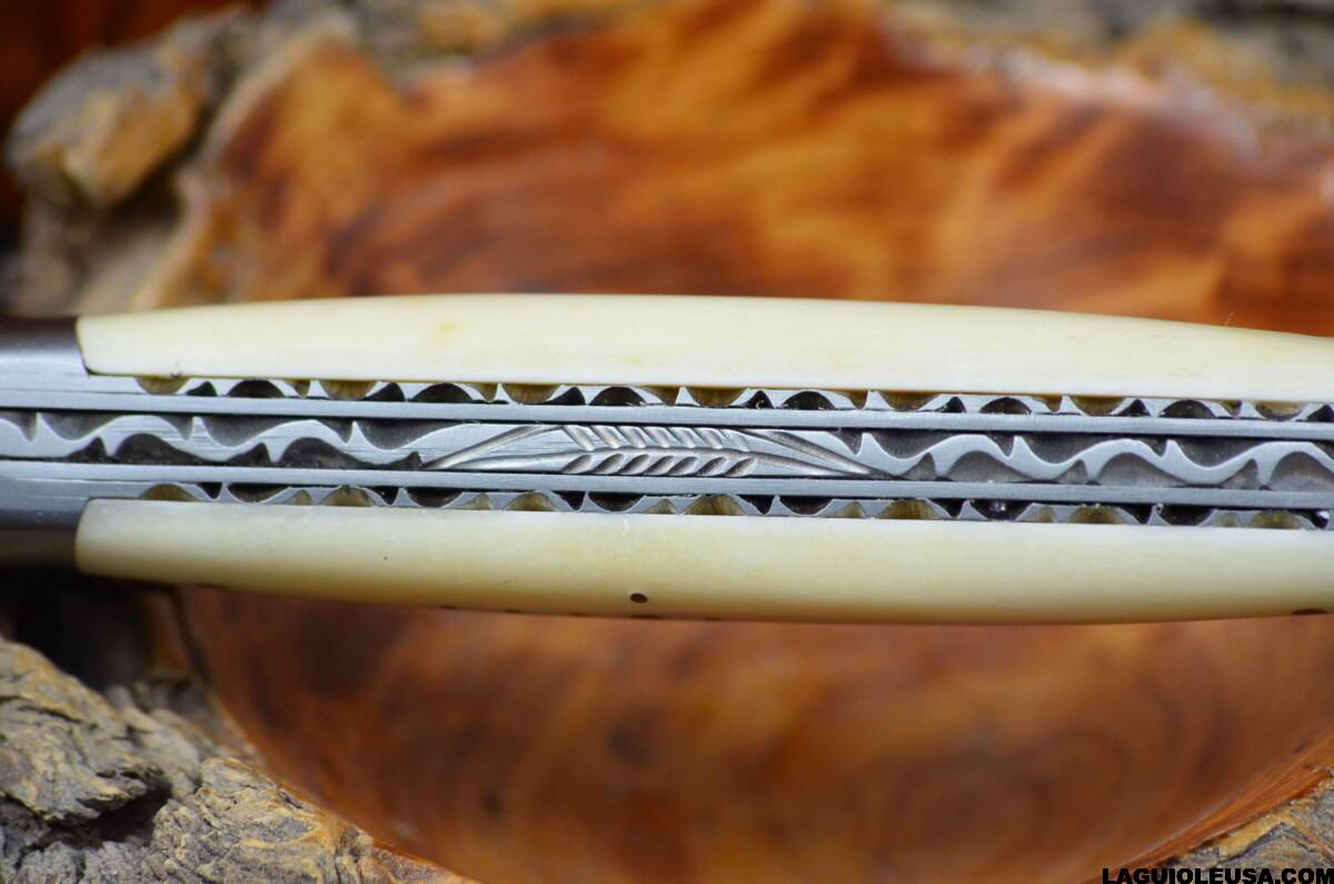 Wild Boar Bone Handle, Double-plate, Laguiole en Aubrac Folding knife - Image 7