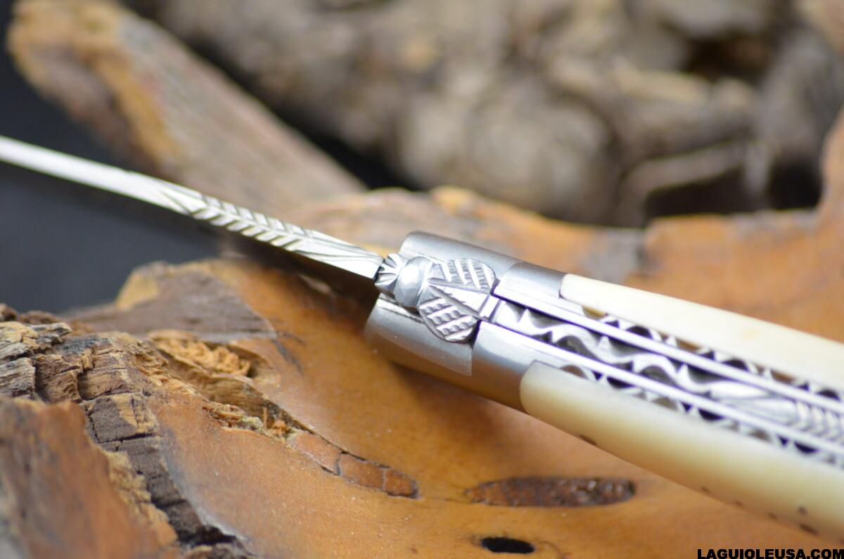 Wild Boar Bone Handle, Double-plate, Laguiole en Aubrac Folding knife - Image 6