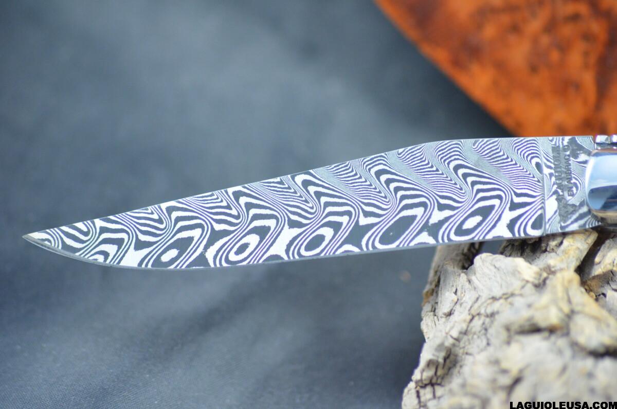 Ram Horn Handle, Double-Plate, Damascus Blade, Laguiole en Aubrac Folding Knife - Image 5