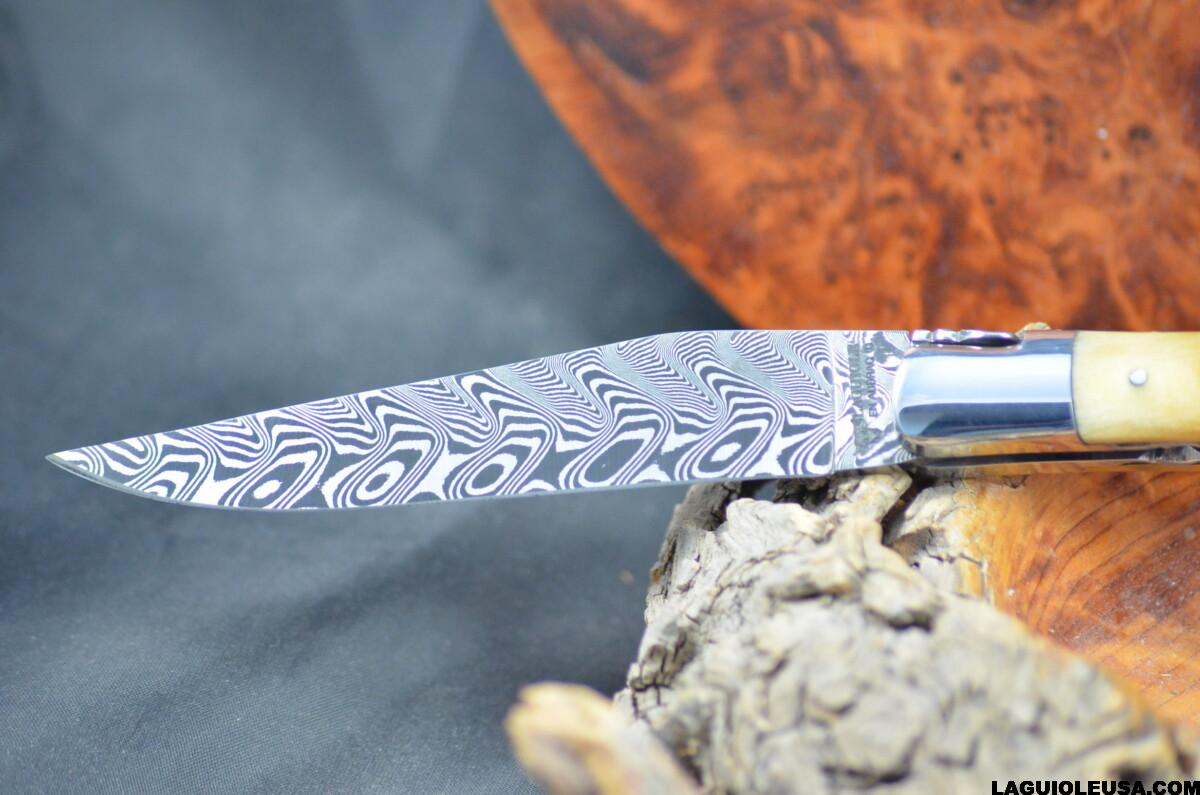 Ram Horn Handle, Double-Plate, Damascus Blade, Laguiole en Aubrac Folding Knife - Image 7