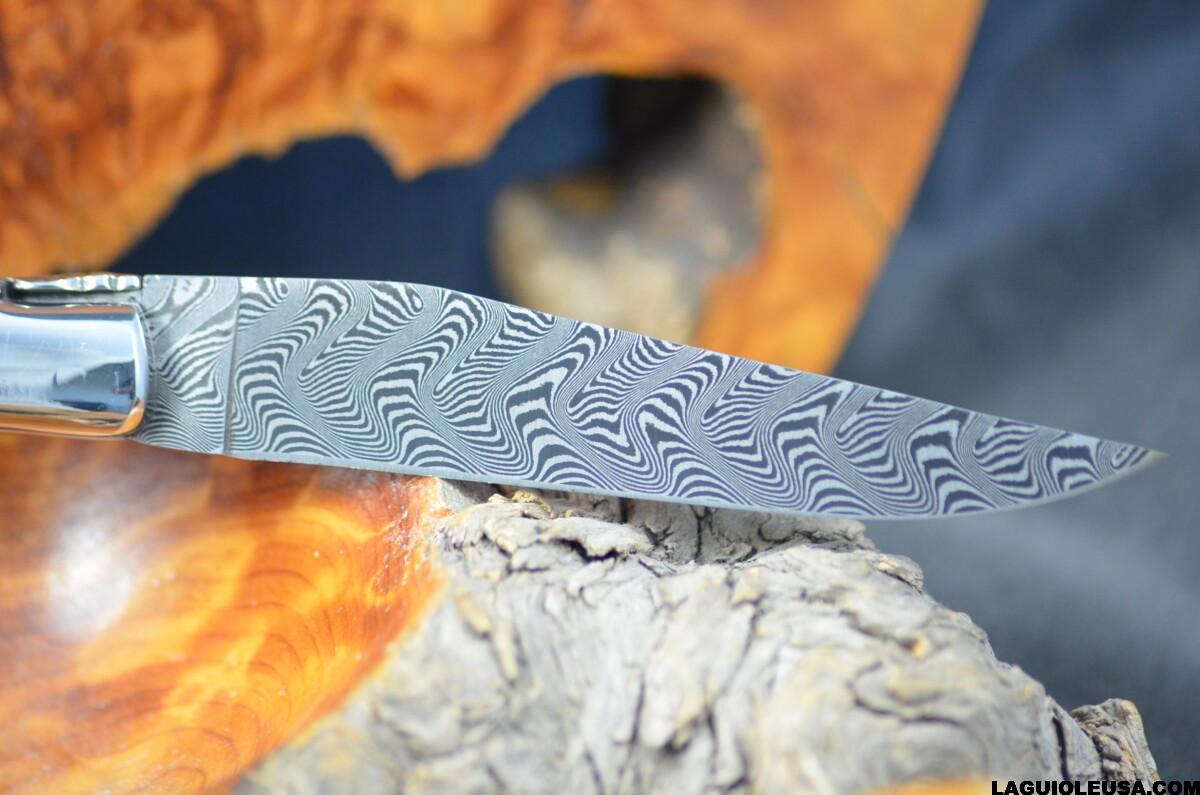 Ram Horn Handle, Double-Plate, Damascus Blade, Laguiole en Aubrac Folding Knife - Image 6