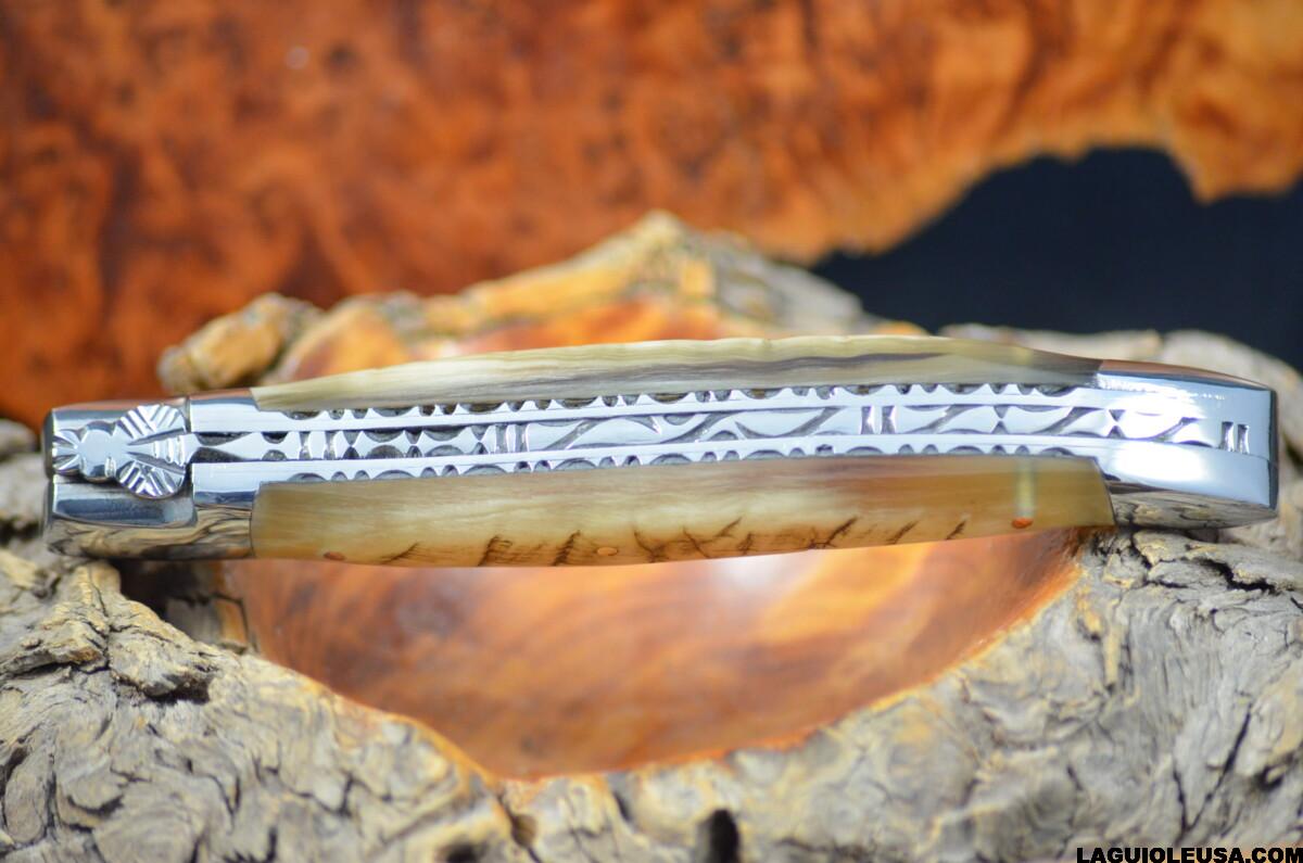 Ram Horn (Crust) Handle, Double-plate, Laguiole en Aubrac Folding knife
