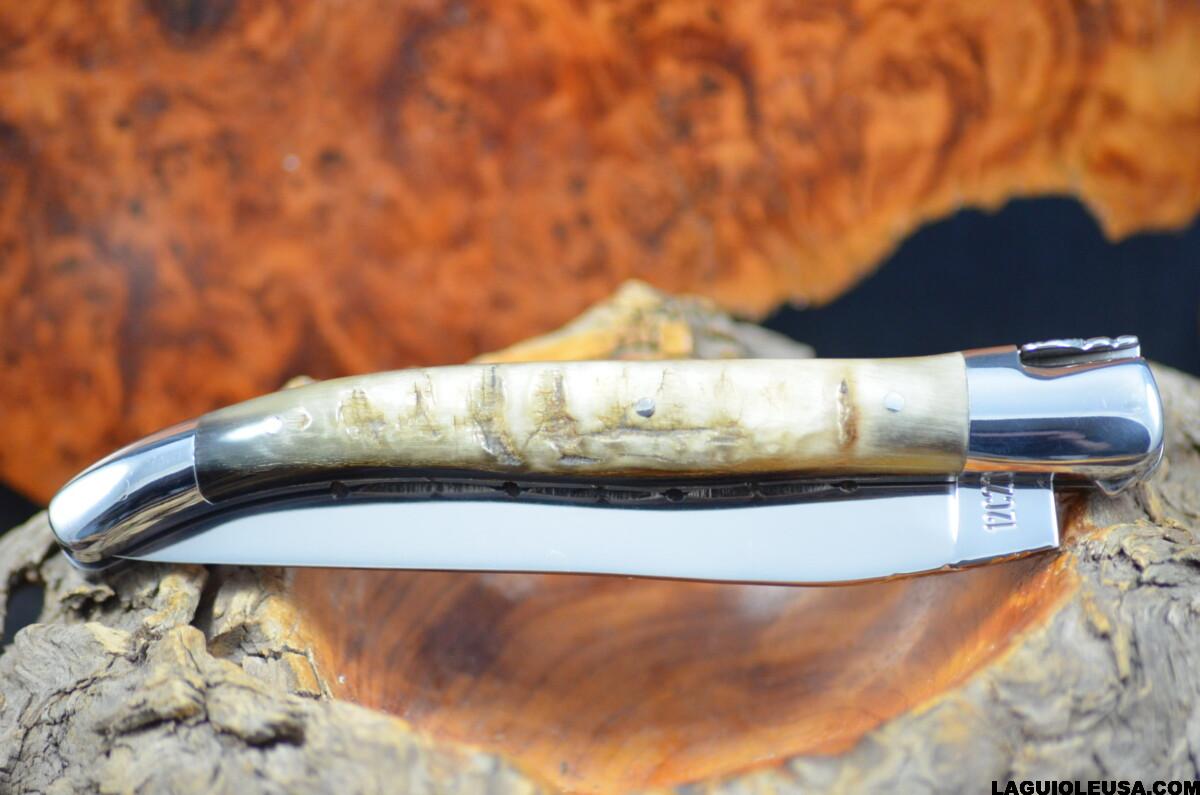 Ram Horn (Crust) Handle, Double-plate, Laguiole en Aubrac Folding knife - Image 4
