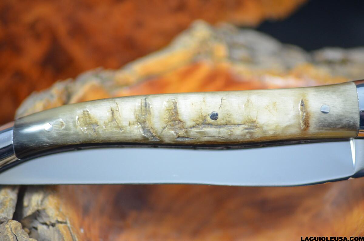 Ram Horn (Crust) Handle, Double-plate, Laguiole en Aubrac Folding knife - Image 11