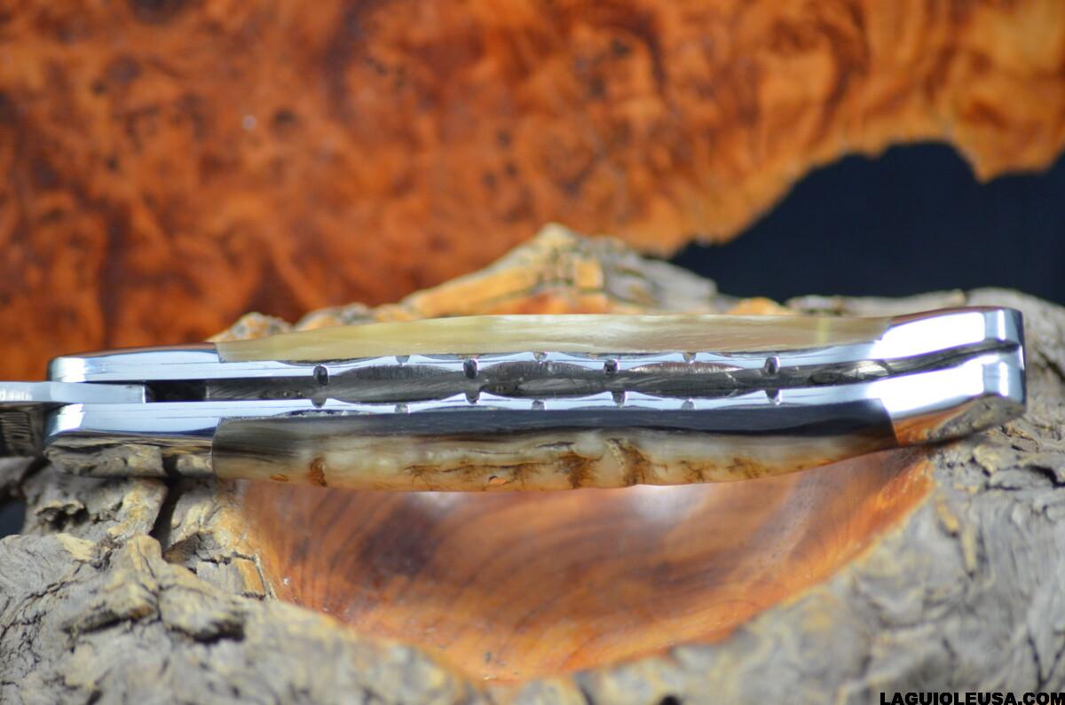 Ram Horn (Crust) Handle, Double-plate, Laguiole en Aubrac Folding knife - Image 7