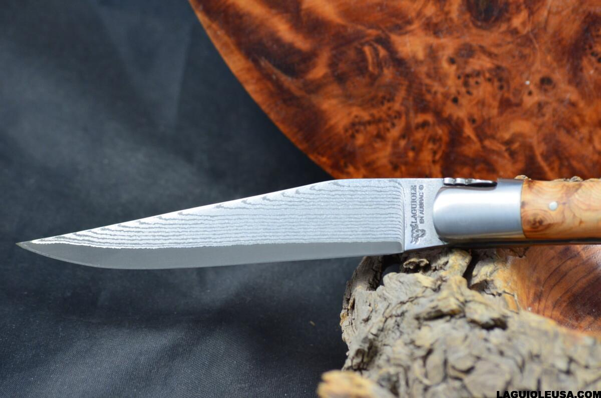 Juniper Wood Handle, Double-plate, Japanese Damascus Blade Laguiole en Aubrac Folding knife - Image 6