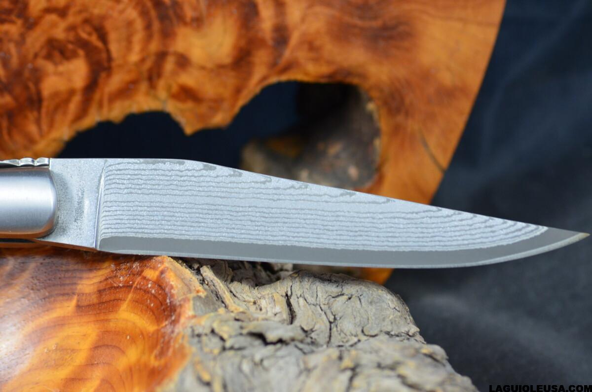 Juniper Wood Handle, Double-plate, Japanese Damascus Blade Laguiole en Aubrac Folding knife - Image 7