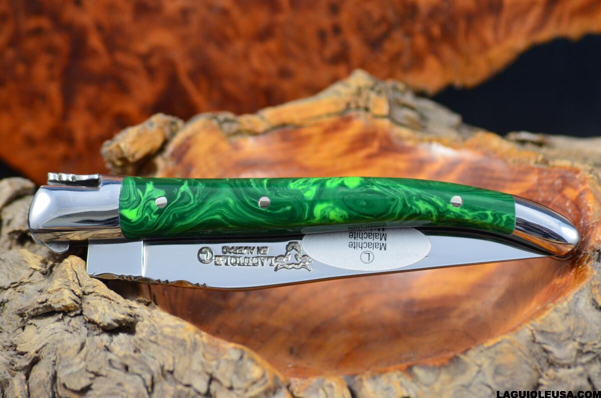 Malachite Stone Handle, Single-plate, Laguiole en Aubrac Folding knife