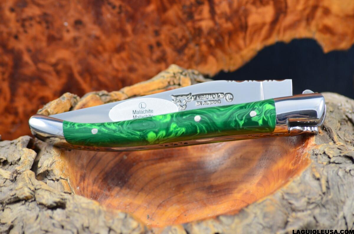Malachite Stone Handle, Single-plate, Laguiole en Aubrac Folding knife - Image 4