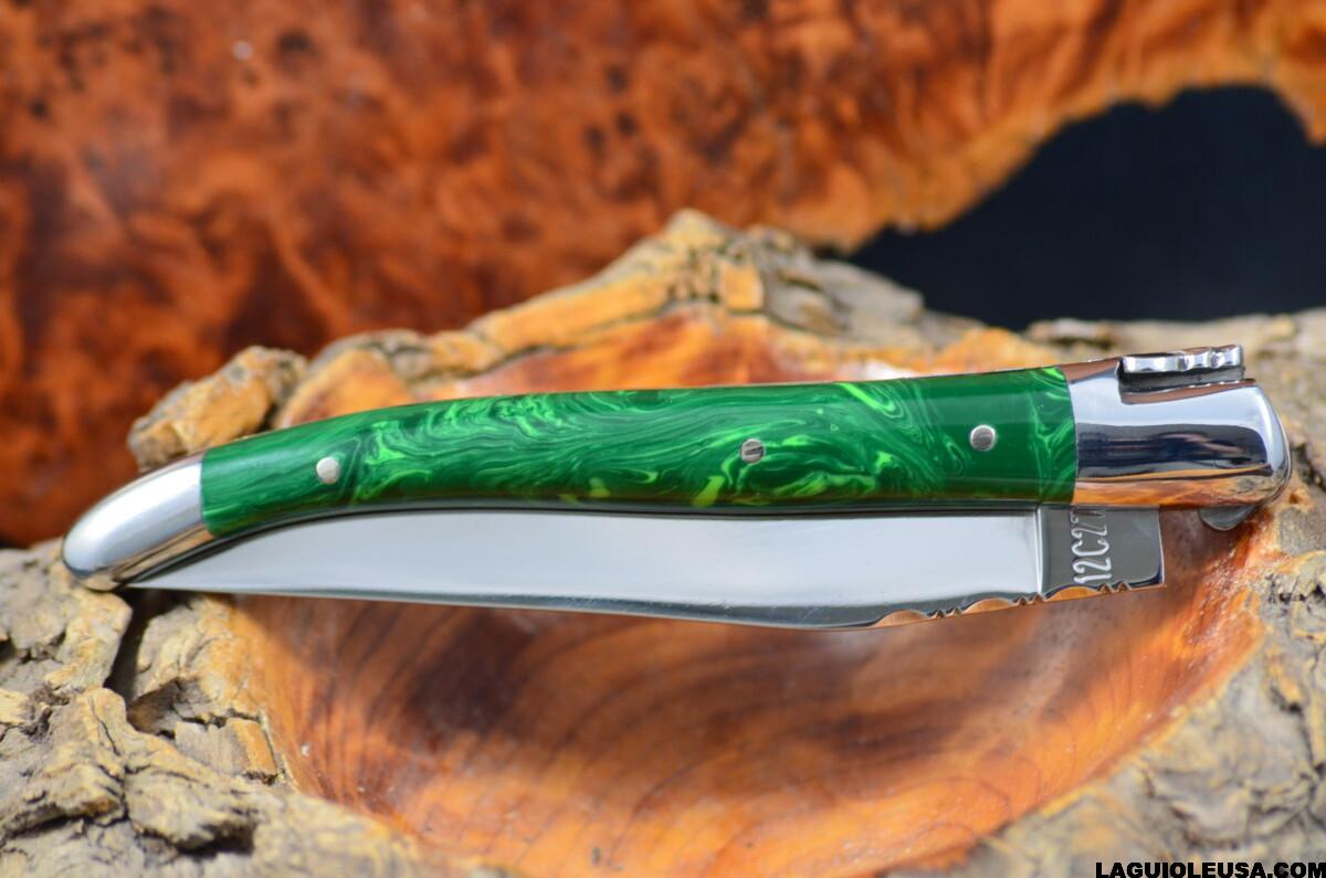 Malachite Stone Handle, Single-plate, Laguiole en Aubrac Folding knife - Image 5
