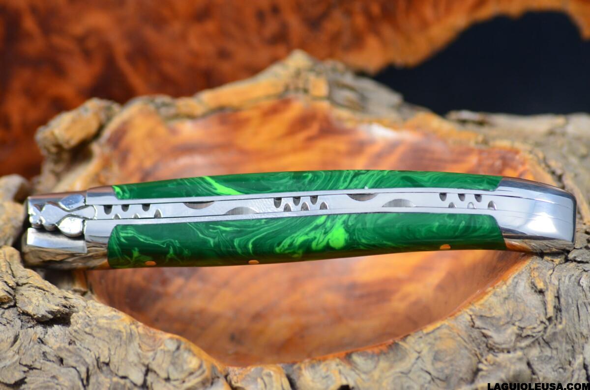 Malachite Stone Handle, Single-plate, Laguiole en Aubrac Folding knife - Image 2