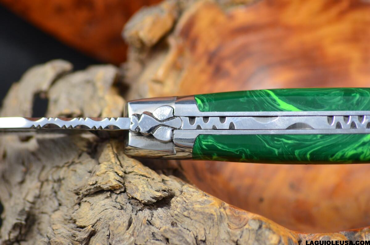 Malachite Stone Handle, Single-plate, Laguiole en Aubrac Folding knife - Image 6