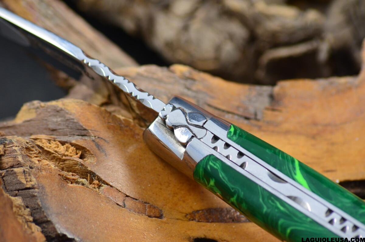 Malachite Stone Handle, Single-plate, Laguiole en Aubrac Folding knife - Image 7