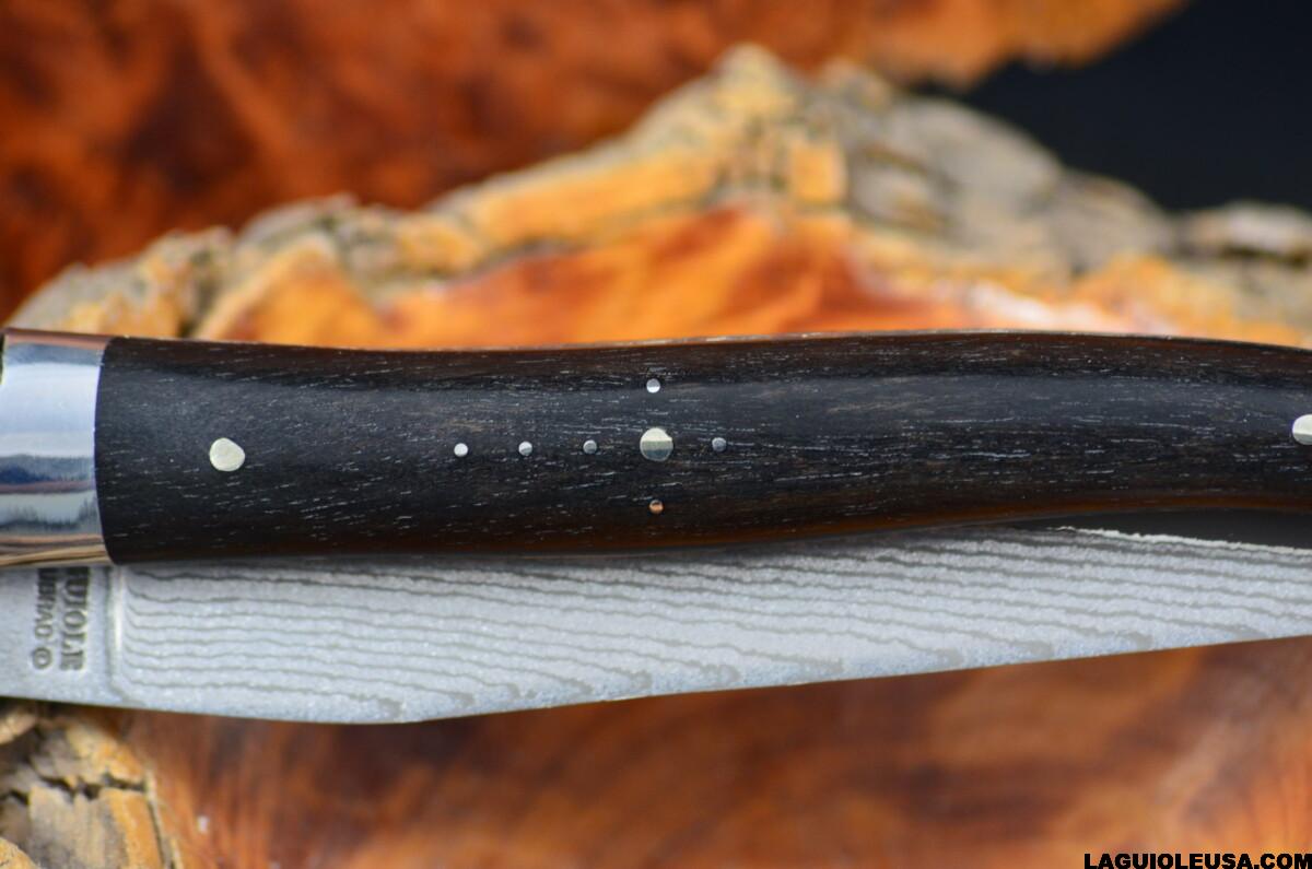 African Ebony Wood Handle, Double-plate, Japanese Damascus Blade Laguiole en Aubrac Folding knife - Image 10
