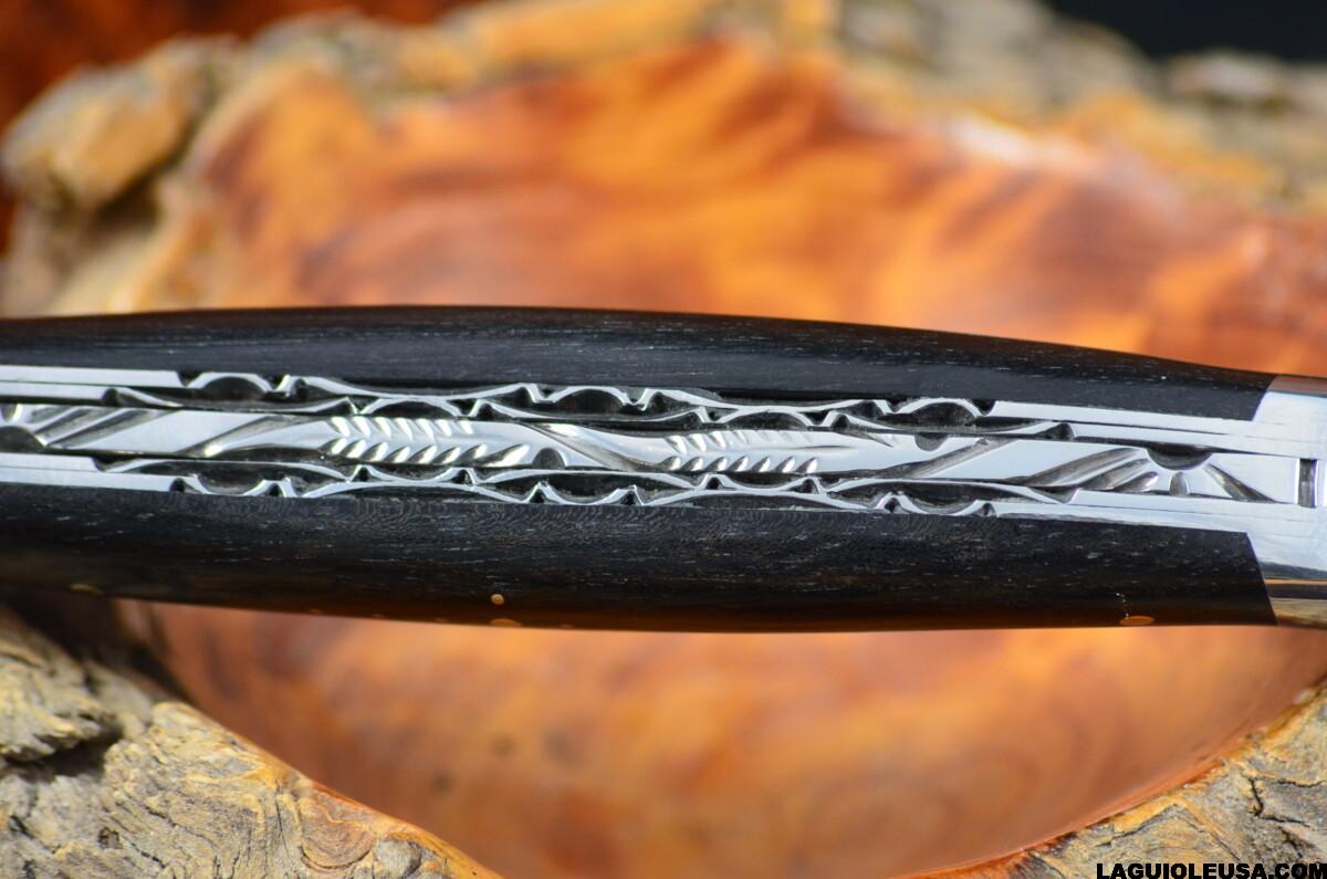 African Ebony Wood Handle, Double-plate, Japanese Damascus Blade Laguiole en Aubrac Folding knife - Image 13