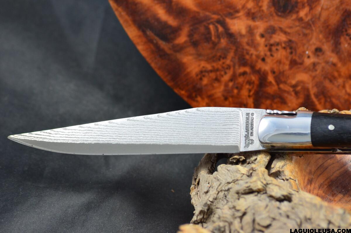 African Ebony Wood Handle, Double-plate, Japanese Damascus Blade Laguiole en Aubrac Folding knife - Image 7
