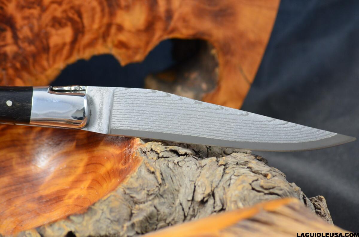 African Ebony Wood Handle, Double-plate, Japanese Damascus Blade Laguiole en Aubrac Folding knife - Image 9