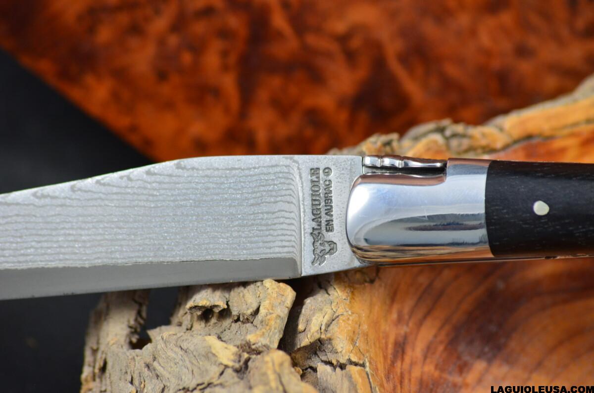 African Ebony Wood Handle, Double-plate, Japanese Damascus Blade Laguiole en Aubrac Folding knife - Image 14