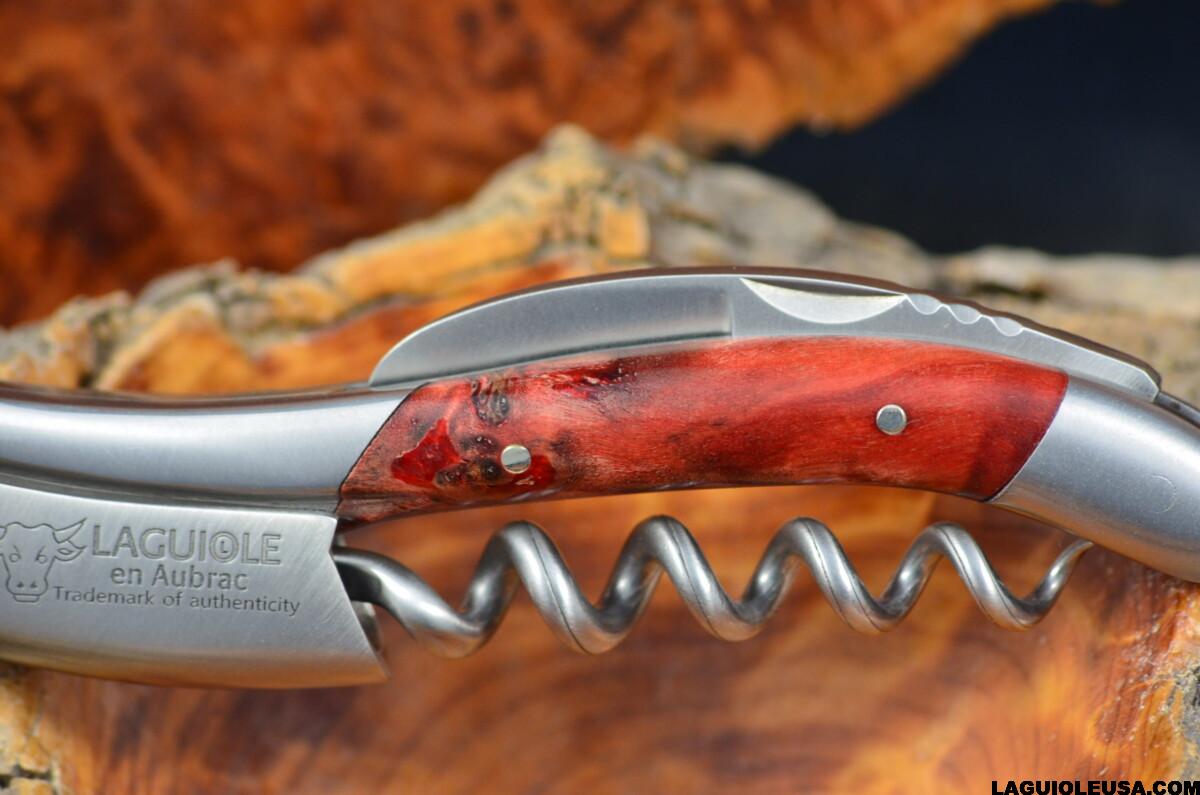 Red -Tinted Poplar Burl handle Wine-opener - Image 4