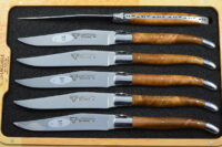 Teak Wood Handle , Laguiole en Aubrac 6-piece Steak knife Set