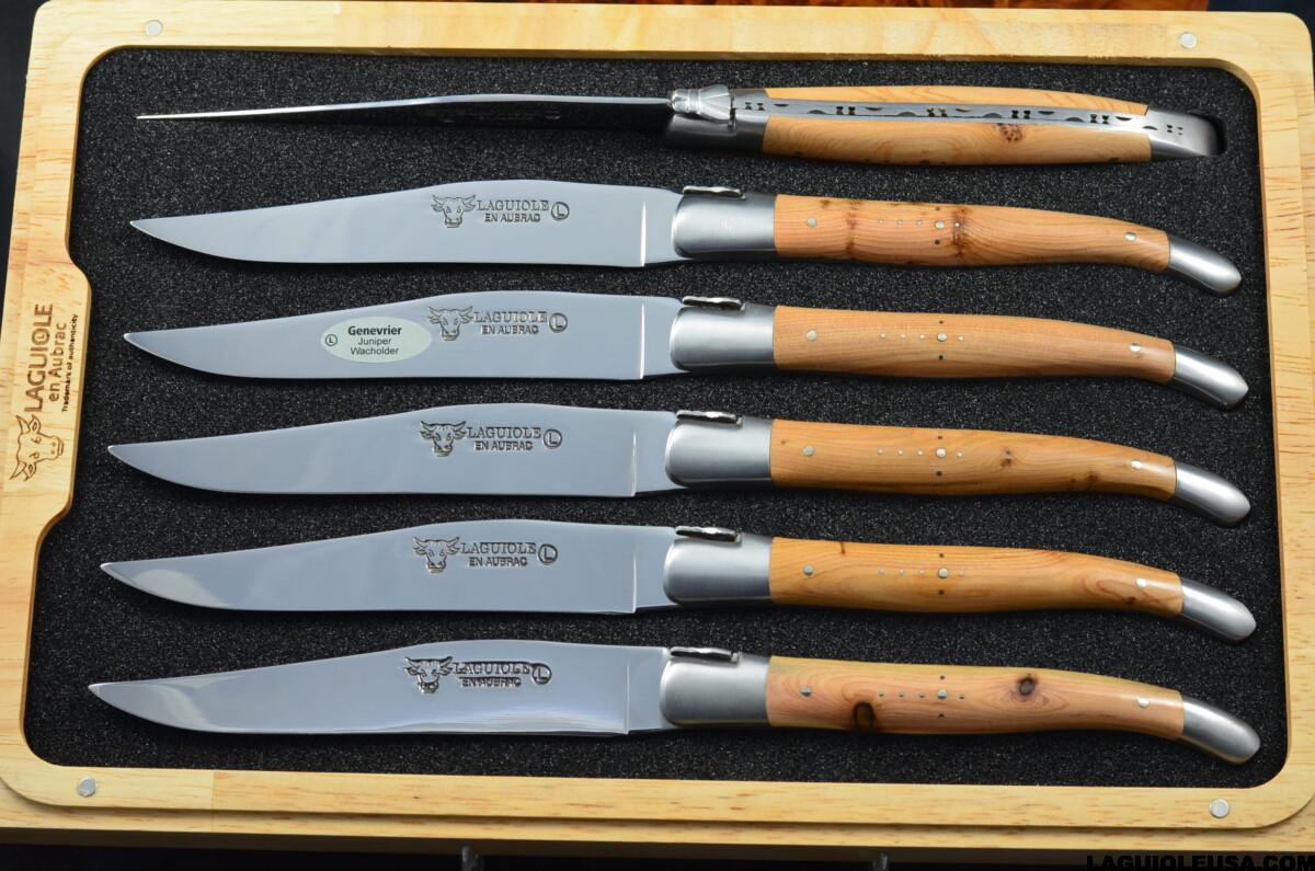 Juniper Wood Handle , Laguiole en Aubrac 6-piece Steak knife Set