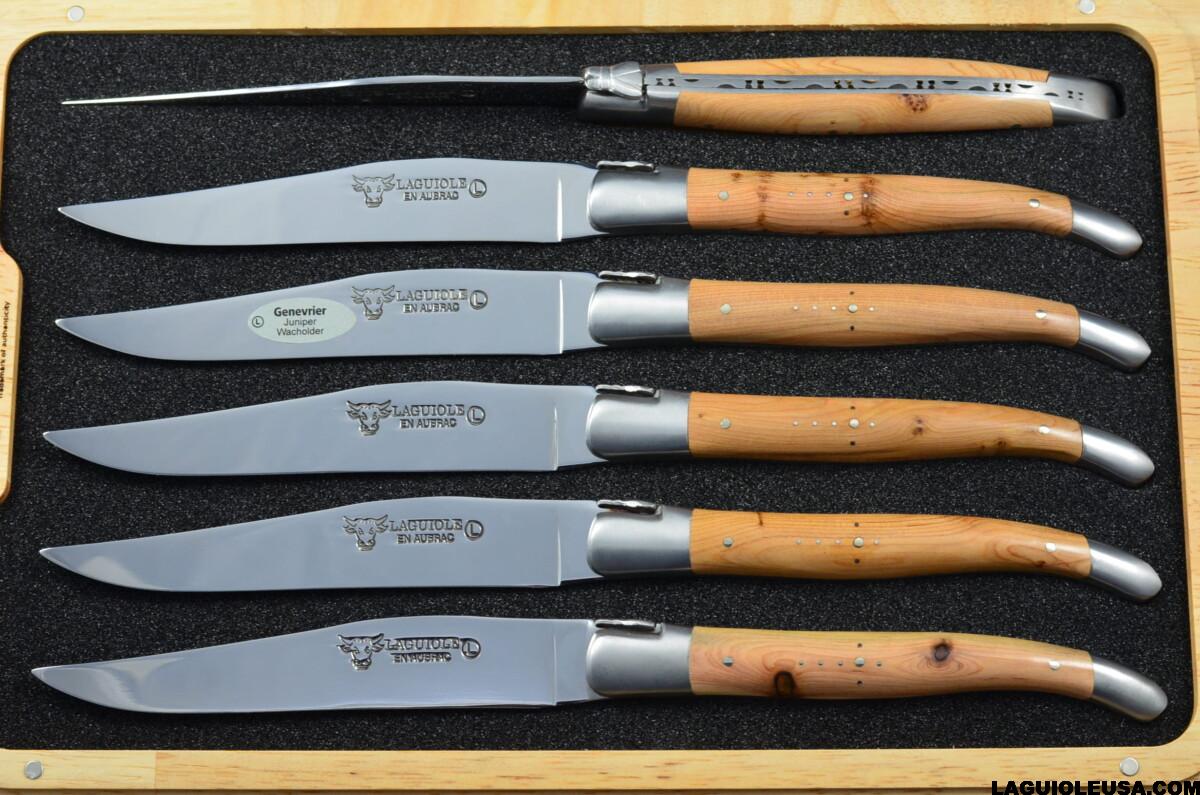 Juniper Wood Handle , Laguiole en Aubrac 6-piece Steak knife Set - Image 3