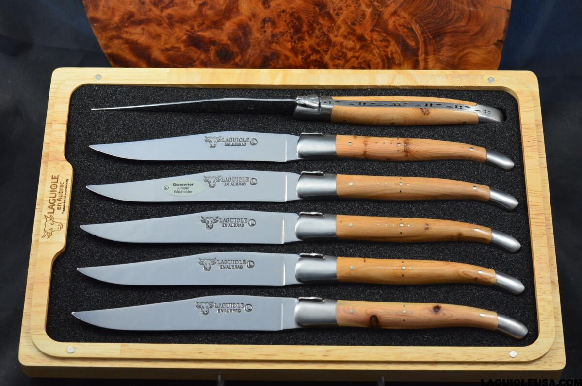 Juniper Wood Handle , Laguiole en Aubrac 6-piece Steak knife Set - Image 2