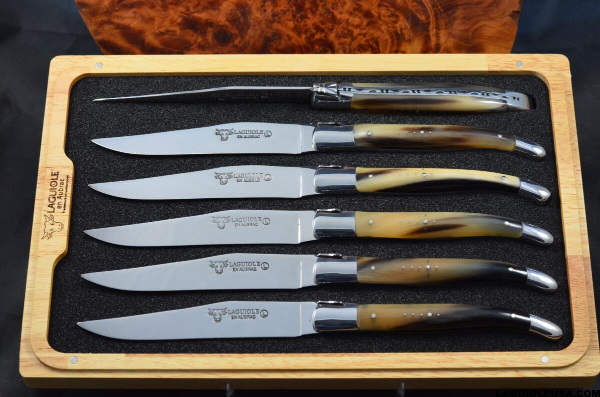 African Zebu Horn Handle , Laguiole en Aubrac 6-piece Steak knife Set - Image 2