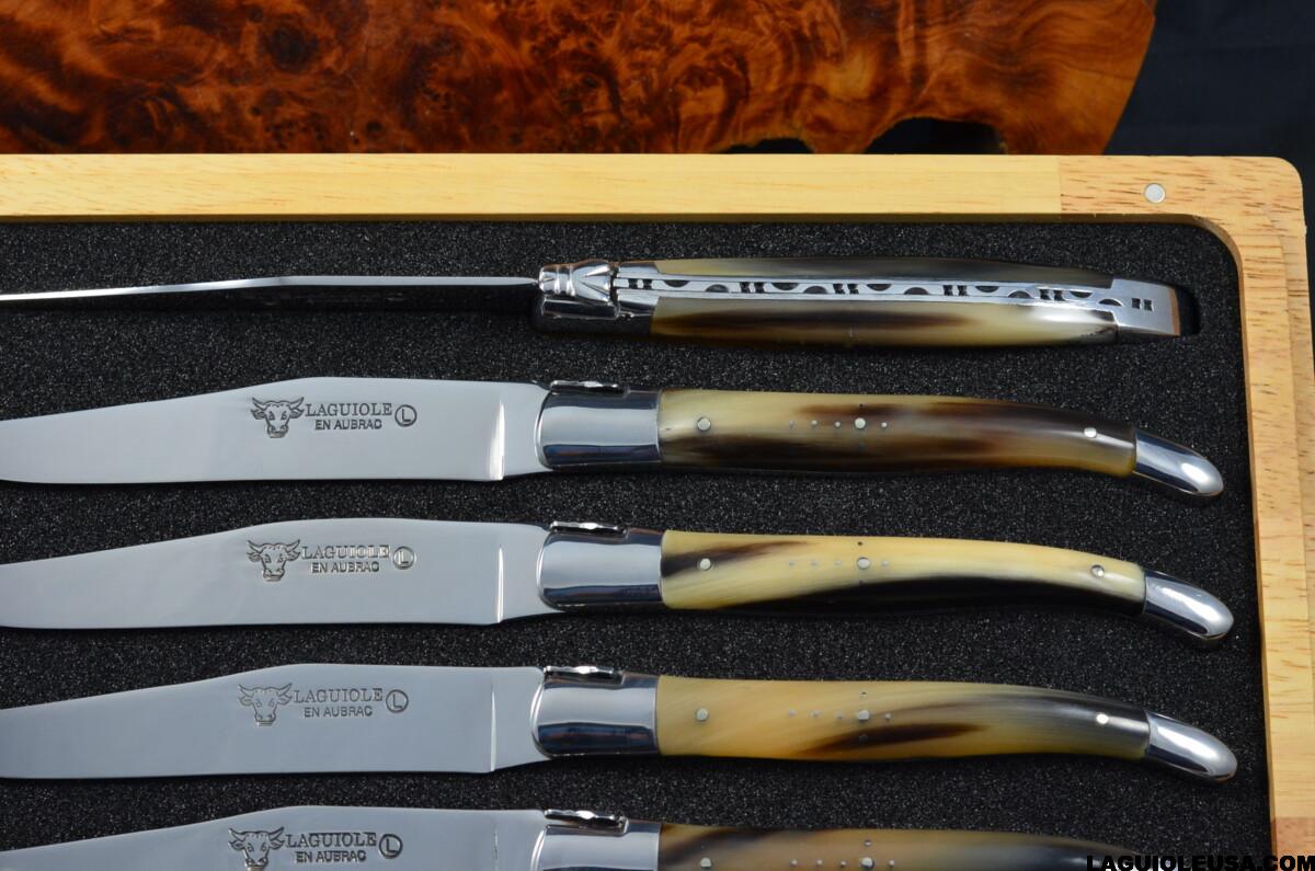 African Zebu Horn Handle , Laguiole en Aubrac 6-piece Steak knife Set - Image 3