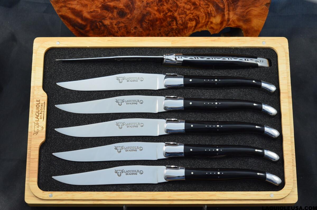 African Water Buffalo horn Handle , Laguiole en Aubrac 6-piece Steak knife Set - Image 2