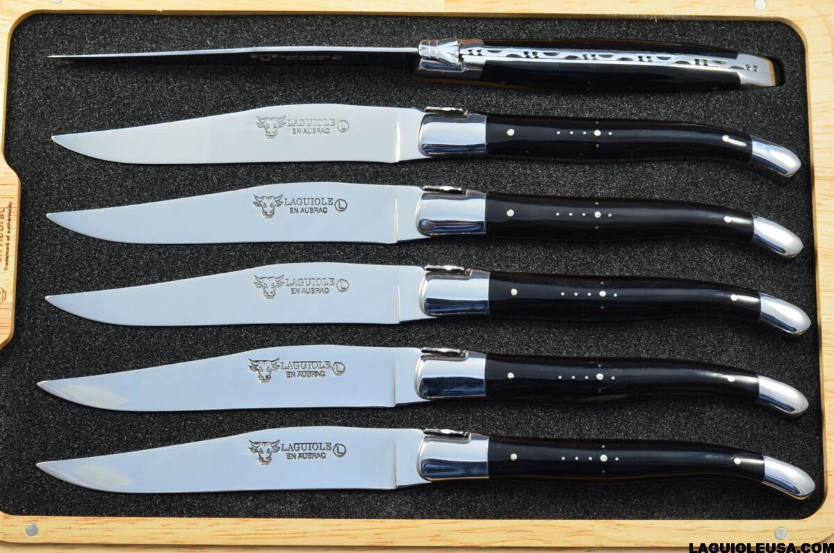 African Water Buffalo horn Handle , Laguiole en Aubrac 6-piece Steak knife Set